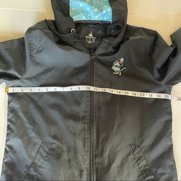 Vintage Walt Disney EMBROIDERED FLORAL Minnie Mouse Black Park Rain Jacket Small - Picture 4 of 13